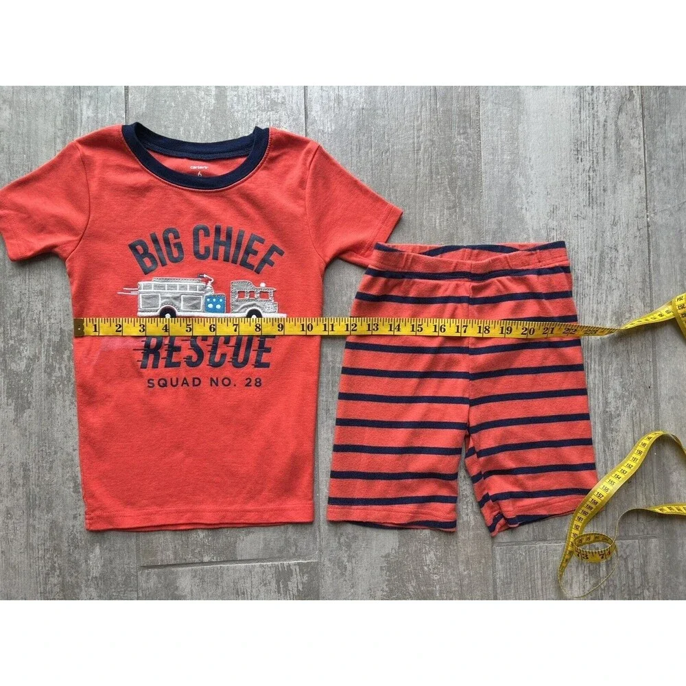 Fire Truck Chief Rescue Squad Police 2 Piece Pajama Set Pjs Toddler Boys 5 Sleep